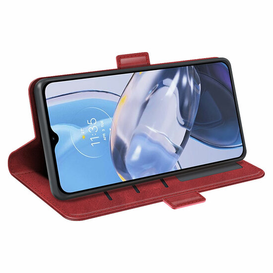 Motorola Moto E22 / E22i Hoesje - MobyDefend Luxe Wallet Book Case (Sluiting Zijkant) - Rood