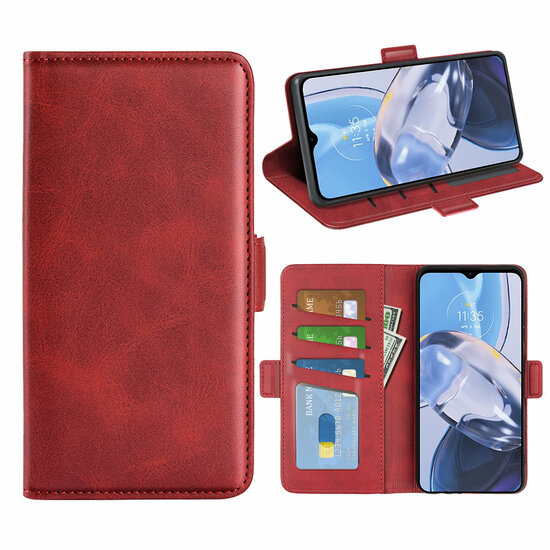 Motorola Moto E22 / E22i Hoesje, MobyDefend Luxe Wallet Book Case (Sluiting Zijkant), Rood