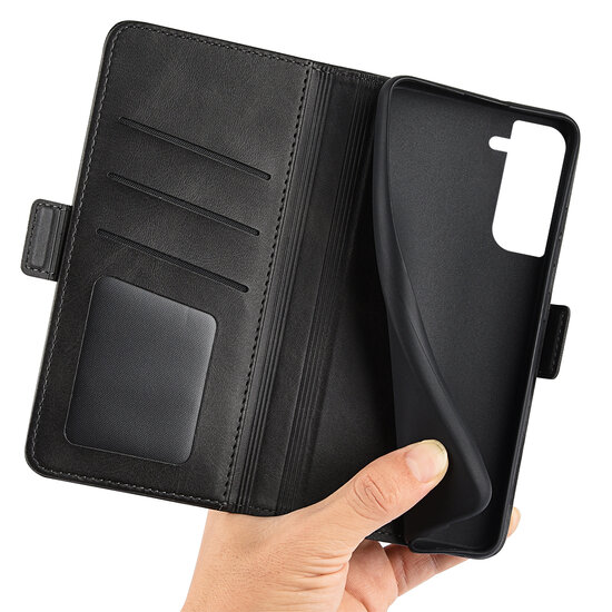 Samsung Galaxy S23 Hoesje, MobyDefend Luxe Wallet Book Case (Sluiting Zijkant), Zwart