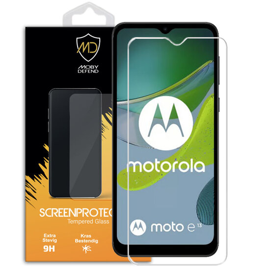Motorola Moto E13 Screenprotector, MobyDefend Case-Friendly Gehard Glas Screensaver
