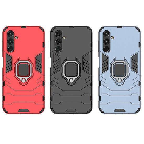 Samsung Galaxy A14 Hoesje - MobyDefend Dubbelgelaagde Pantsercase Met Standaard - Rood