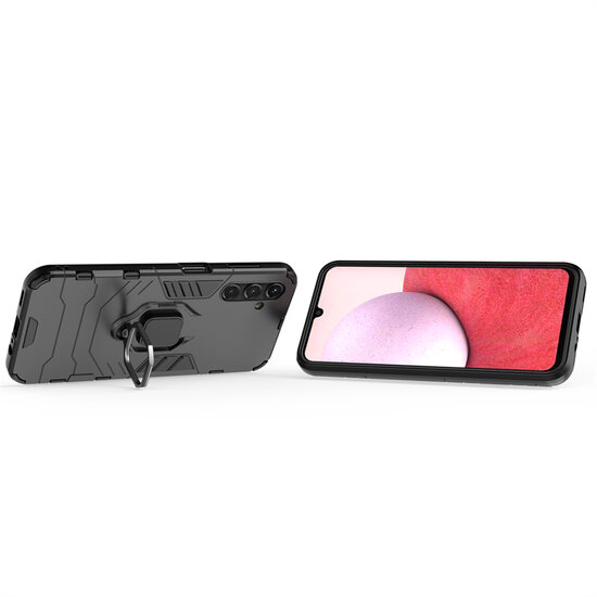 Samsung Galaxy A14 Hoesje - MobyDefend Dubbelgelaagde Pantsercase Met Standaard - Rood