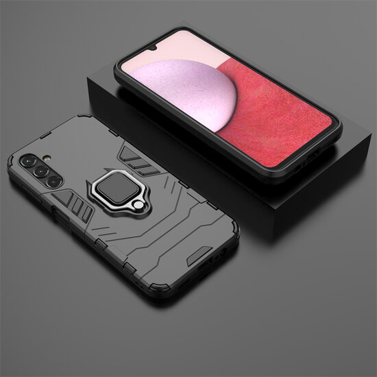 Samsung Galaxy A14 Hoesje - MobyDefend Dubbelgelaagde Pantsercase Met Standaard - Rood