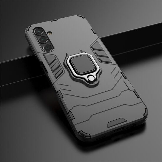 Samsung Galaxy A14 Hoesje - MobyDefend Dubbelgelaagde Pantsercase Met Standaard - Rood