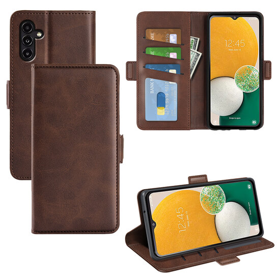Samsung Galaxy A14 Hoesje - MobyDefend Luxe Wallet Book Case (Sluiting Zijkant) - Bruin