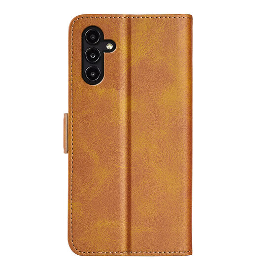 Samsung Galaxy A14 Hoesje - MobyDefend Luxe Wallet Book Case (Sluiting Zijkant) - Lichtbruin