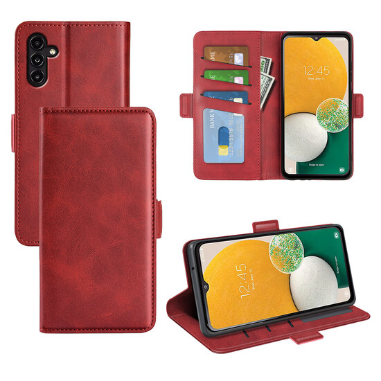 Samsung Galaxy A14 Hoesje - MobyDefend Luxe Wallet Book Case (Sluiting Zijkant) - Rood