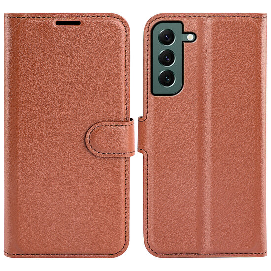 Samsung Galaxy S23 Plus (S23+) Hoesje, MobyDefend Kunstleren Wallet Book Case (Sluiting Voorkant), Bruin