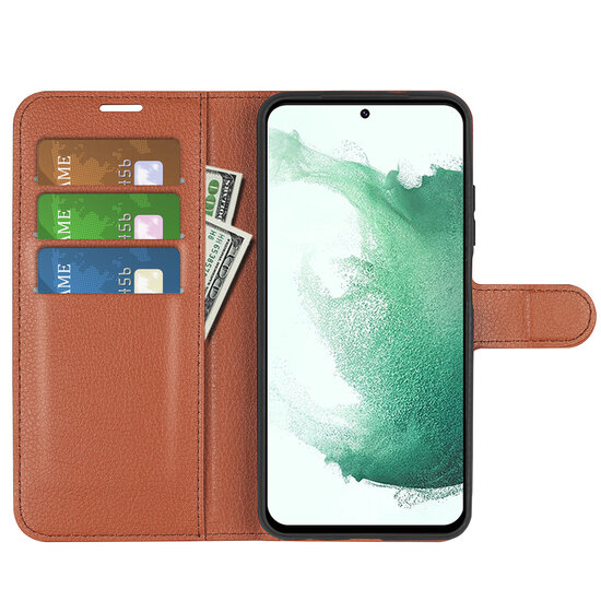 Samsung Galaxy S23 Plus (S23+) Hoesje, MobyDefend Kunstleren Wallet Book Case (Sluiting Voorkant), Bruin
