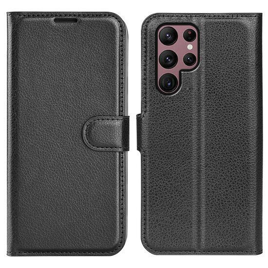 Samsung Galaxy S23 Ultra Hoesje, MobyDefend Kunstleren Wallet Book Case (Sluiting Voorkant), Zwart
