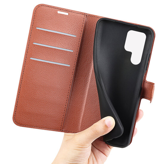 Samsung Galaxy S23 Ultra Hoesje, MobyDefend Kunstleren Wallet Book Case (Sluiting Voorkant), Bruin