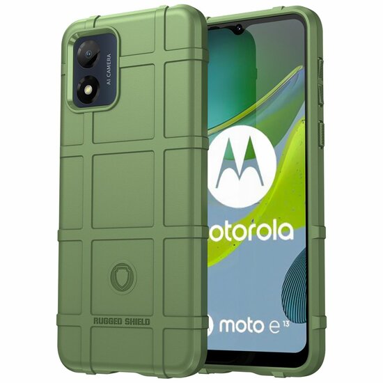 Motorola Moto E13 Hoesje, Rugged Shield TPU Gelcase, Groen