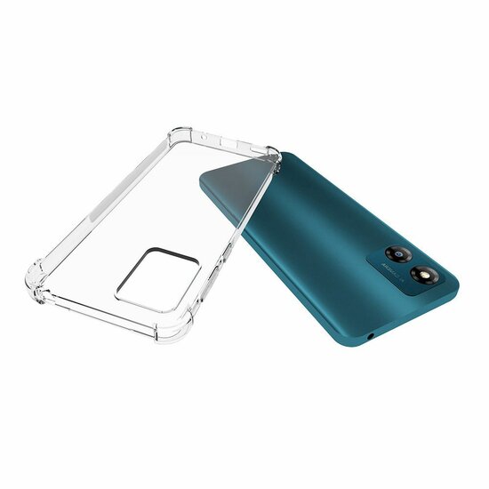 Motorola Moto E13 Hoesje, MobyDefend Transparante Shockproof TPU Gelcase, Verstevigde Hoeken, Volledig Doorzichtig
