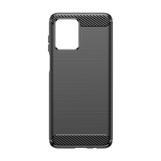 Motorola Moto G13 / G23 / G53 Hoesje, MobyDefend TPU Gelcase, Geborsteld Metaal + Carbonlook, Zwart