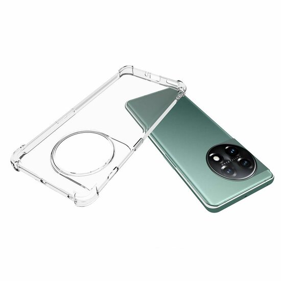 OnePlus 11 Hoesje, MobyDefend Transparante Shockproof TPU Gelcase, Verstevigde Hoeken, Volledig Doorzichtig