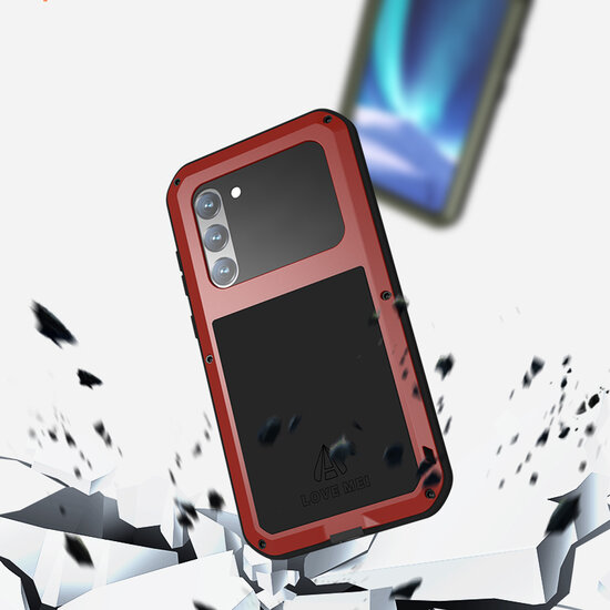 Samsung Galaxy S23 Plus (S23+) Hoes, Love Mei, Metalen Extreme Protection Case, Rood