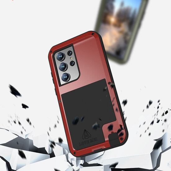 Samsung Galaxy S23 Ultra Hoes - Love Mei Metalen Case - Extreme Protection - Zilvergrijs