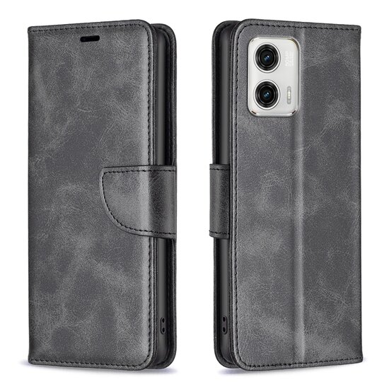 Motorola Moto G73 Hoesje - MobyDefend Wallet Book Case Met Koord - Zwart