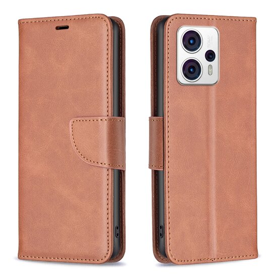 Motorola Moto G13 / G23 / G53 Hoesje, MobyDefend Wallet Book Case Met Koord, Bruin