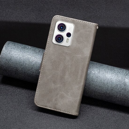 Motorola Moto G13 / G23 / G53 Hoesje - MobyDefend Wallet Book Case Met Koord - Grijs