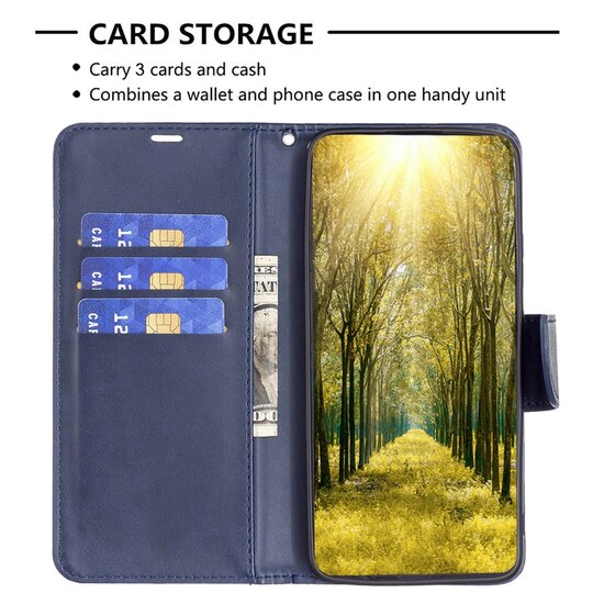 Motorola Moto G13 / G23 / G53 Hoesje, MobyDefend Wallet Book Case Met Koord, Blauw