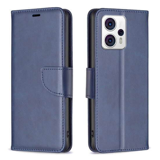 Motorola Moto G13 / G23 / G53 Hoesje, MobyDefend Wallet Book Case Met Koord, Blauw