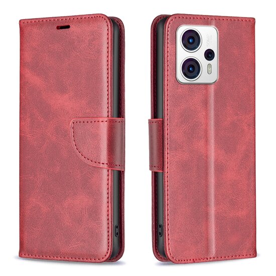 Motorola Moto G13 / G23 / G53 Hoesje, MobyDefend Wallet Book Case Met Koord, Rood