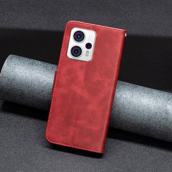 Motorola Moto G13 / G23 / G53 Hoesje - MobyDefend Wallet Book Case Met Koord - Rood