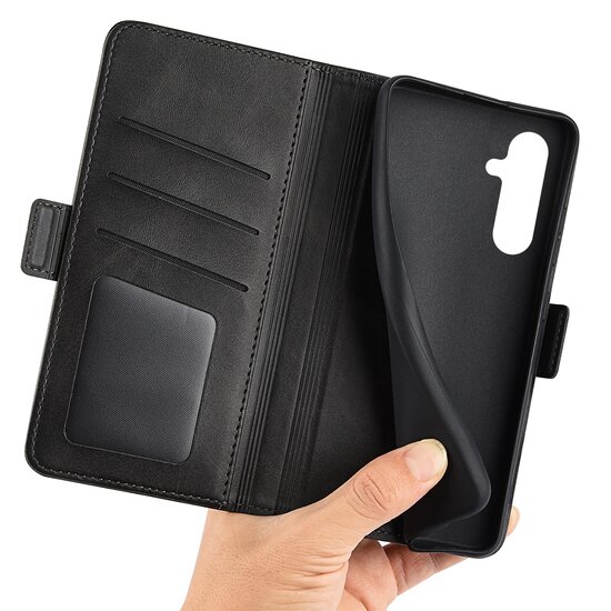 Samsung Galaxy A54 Hoesje, MobyDefend Luxe Wallet Book Case (Sluiting Zijkant), Zwart