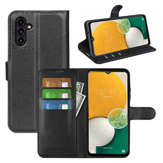 Samsung Galaxy A14 Hoesje, MobyDefend Kunstleren Wallet Book Case (Sluiting Voorkant), Zwart