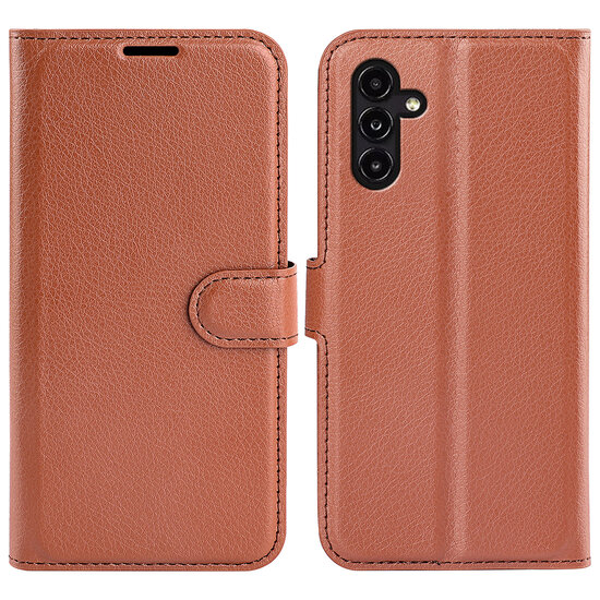 Samsung Galaxy A14 Hoesje - MobyDefend Kunstleren Wallet Book Case (Sluiting Voorkant) - Bruin