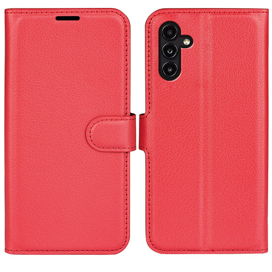 Samsung Galaxy A14 Hoesje, MobyDefend Kunstleren Wallet Book Case (Sluiting Voorkant), Rood