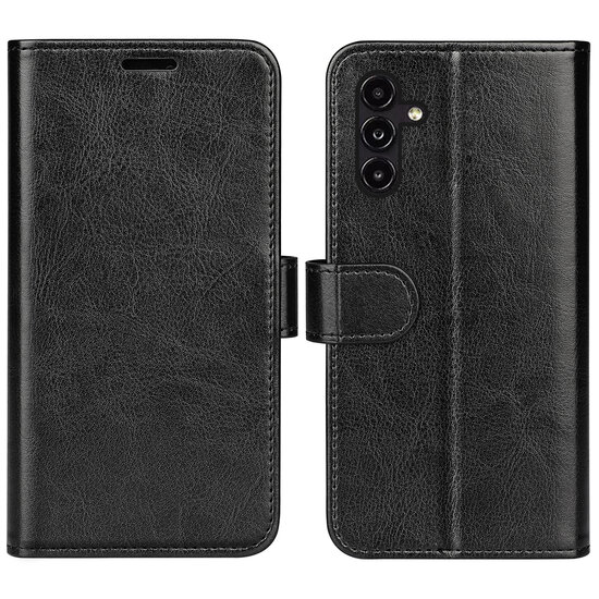 Samsung Galaxy A14 Hoesje, MobyDefend Wallet Book Case (Sluiting Achterkant), Zwart