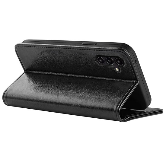 Samsung Galaxy A14 Hoesje, MobyDefend Wallet Book Case (Sluiting Achterkant), Zwart