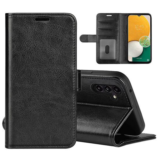 Samsung Galaxy A14 Hoesje, MobyDefend Wallet Book Case (Sluiting Achterkant), Zwart