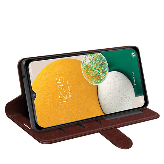 Samsung Galaxy A14 Hoesje - MobyDefend Wallet Book Case (Sluiting Achterkant) - Bruin