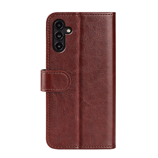 Samsung Galaxy A14 Hoesje, MobyDefend Wallet Book Case (Sluiting Achterkant), Bruin