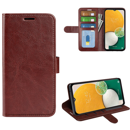 Samsung Galaxy A14 Hoesje - MobyDefend Wallet Book Case (Sluiting Achterkant) - Bruin