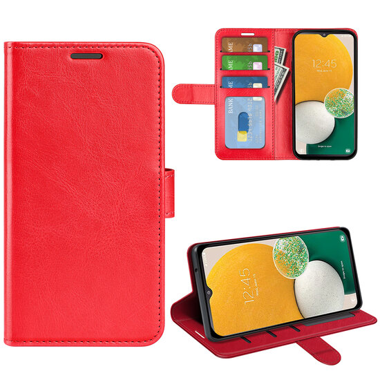 Samsung Galaxy A14 Hoesje - MobyDefend Wallet Book Case (Sluiting Achterkant) - Rood