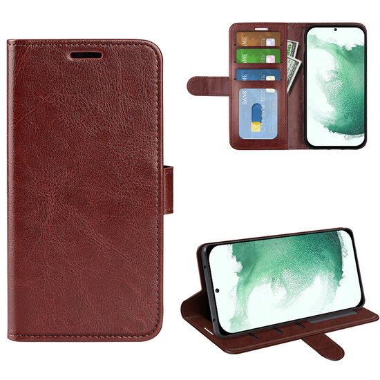 Samsung Galaxy S23 Plus (S23+) Hoesje, MobyDefend Wallet Book Case (Sluiting Achterkant), Bruin