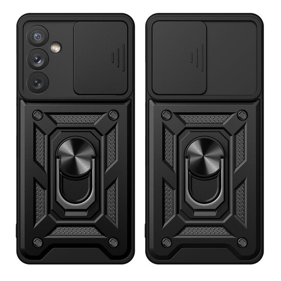 Samsung Galaxy A34 Hoesje - MobyDefend Pantsercase Met Draaibare Ring - Rood