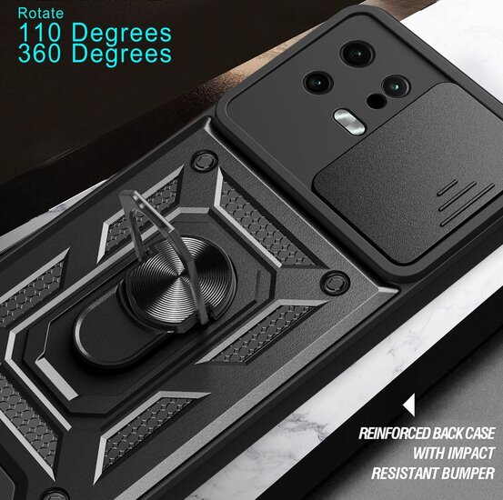 Xiaomi 13 Hoesje - MobyDefend Pantsercase Met Draaibare Ring - Rood