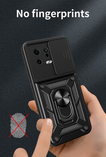 Xiaomi 13 Hoesje - MobyDefend Pantsercase Met Draaibare Ring - Rood
