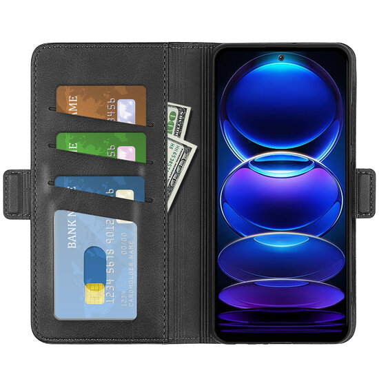 Xiaomi Redmi Note 12 5G Hoesje - MobyDefend Luxe Wallet Book Case (Sluiting Zijkant) - Zwart