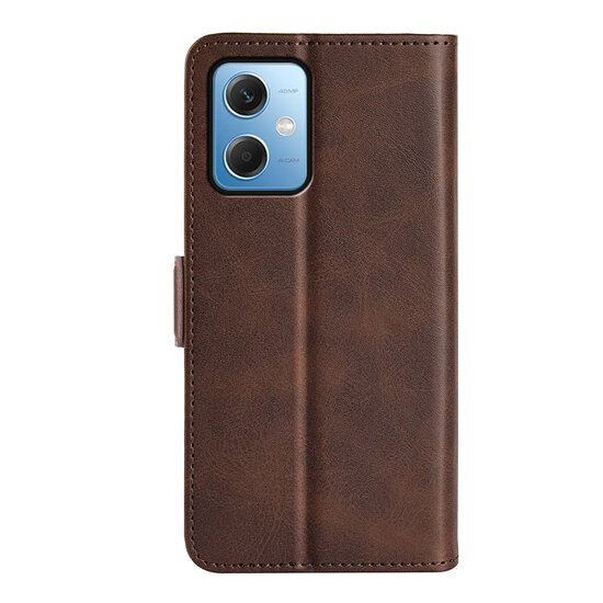 Xiaomi Redmi Note 12 5G Hoesje, MobyDefend Luxe Wallet Book Case (Sluiting Zijkant), Bruin