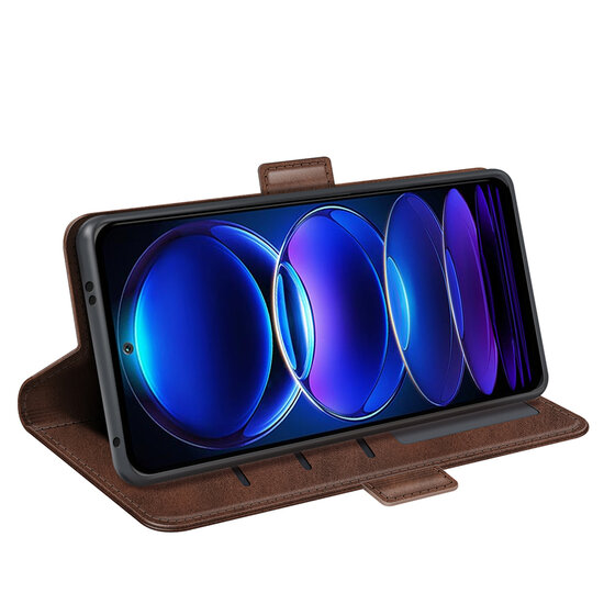 Xiaomi Redmi Note 12 5G Hoesje - MobyDefend Luxe Wallet Book Case (Sluiting Zijkant) - Bruin