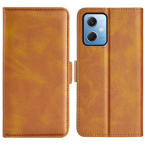 Xiaomi Redmi Note 12 5G Hoesje, MobyDefend Luxe Wallet Book Case (Sluiting Zijkant), Lichtbruin