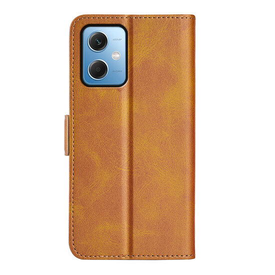 Xiaomi Redmi Note 12 5G Hoesje, MobyDefend Luxe Wallet Book Case (Sluiting Zijkant), Lichtbruin