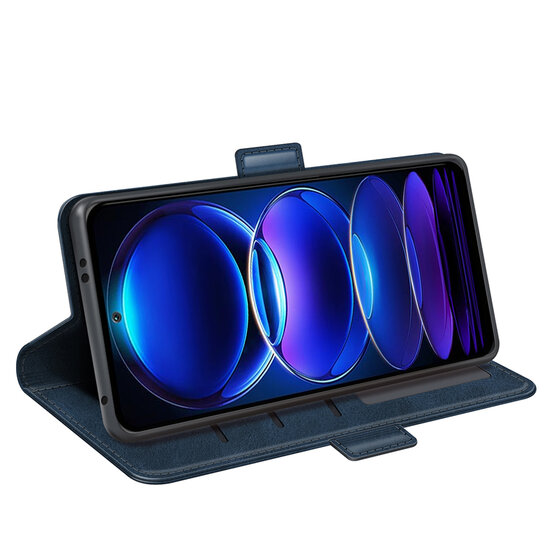 Xiaomi Redmi Note 12 5G Hoesje - MobyDefend Luxe Wallet Book Case (Sluiting Zijkant) - Blauw