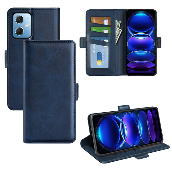 Xiaomi Redmi Note 12 5G Hoesje - MobyDefend Luxe Wallet Book Case (Sluiting Zijkant) - Blauw